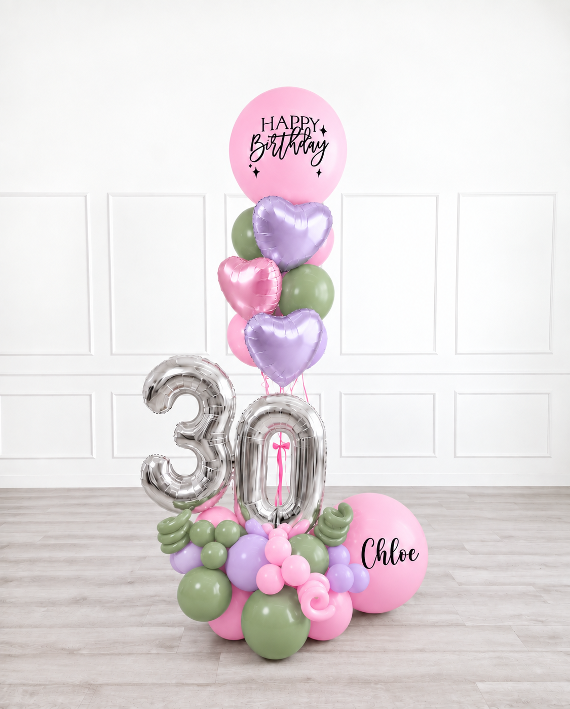 Ana Karina Balloons secret garden personalized balloon bouquet with foil hearts