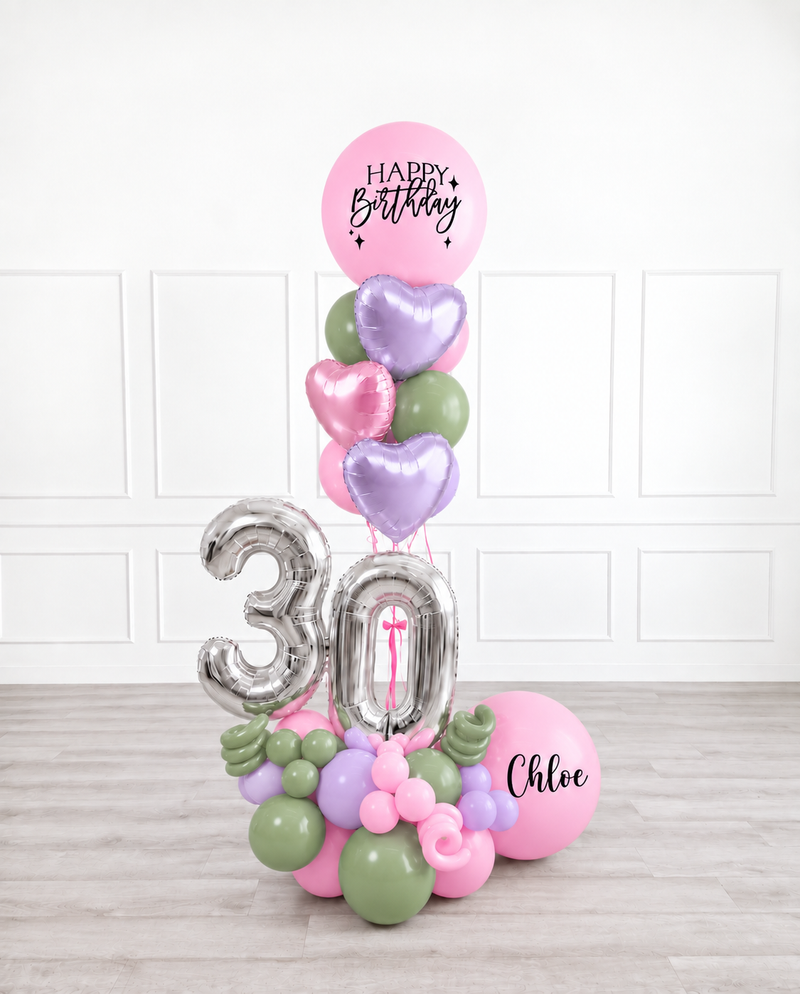 Ana Karina Balloons secret garden personalized balloon bouquet with foil hearts