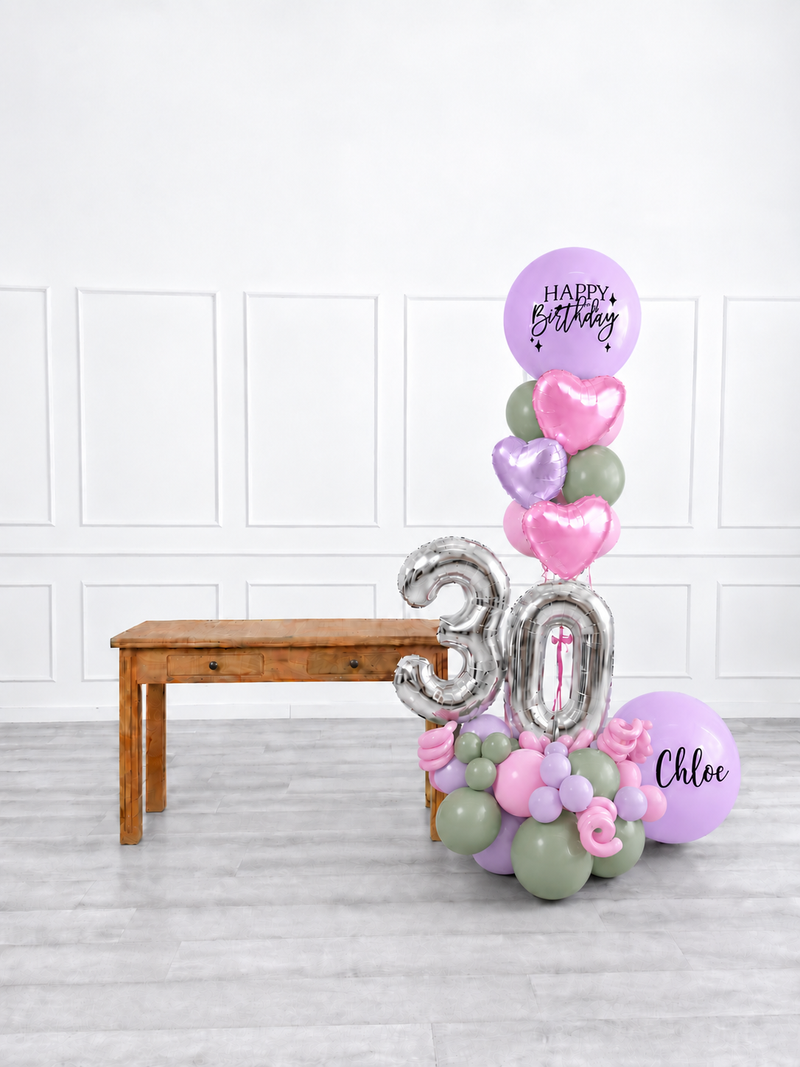 Ana Karina Balloons secret garden personalized balloon bouquet with foil hearts, additional product image