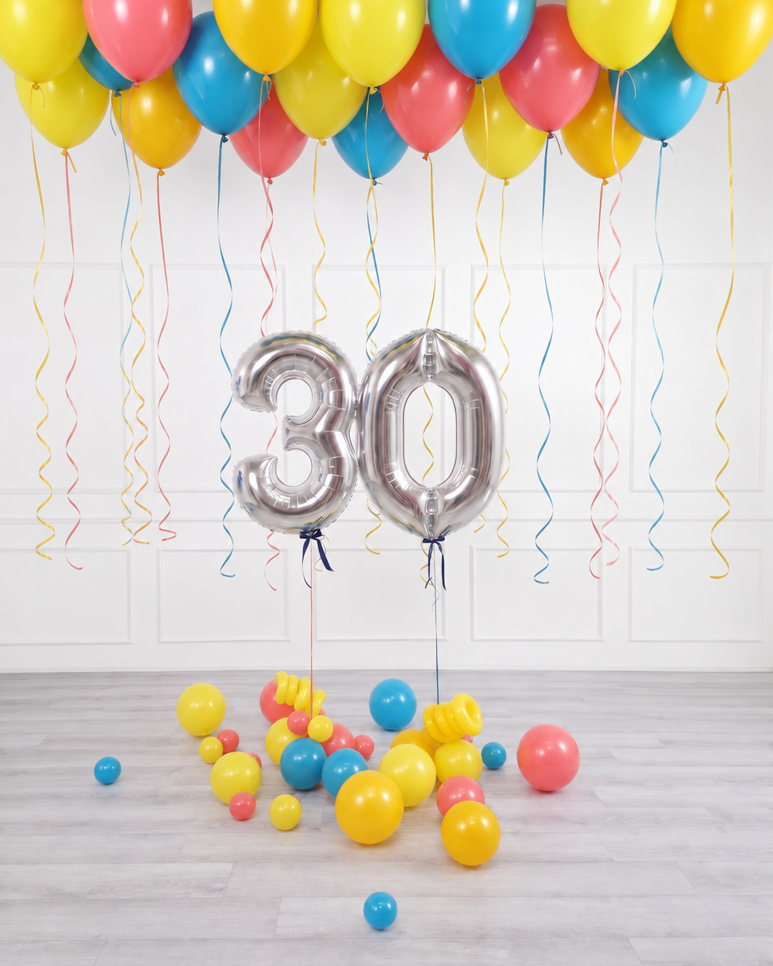 Ana Karina Balloons summer pop ceiling balloon arrangement and number set
