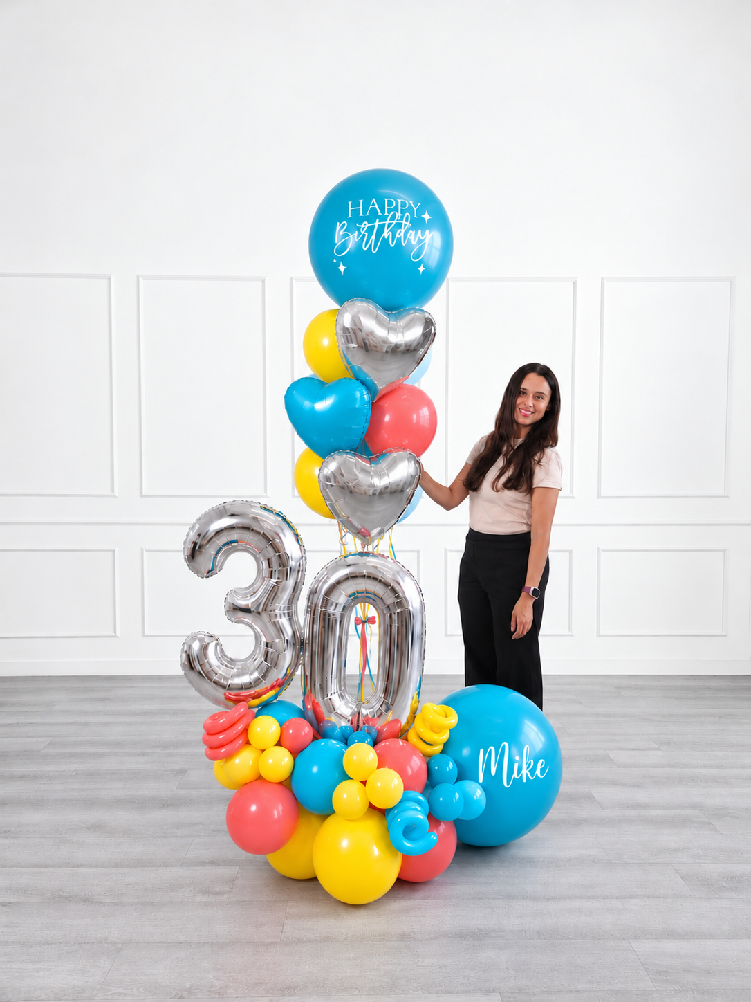 Ana Karina Balloons summer pop personalized balloon bouquet with foil hearts, additional product image