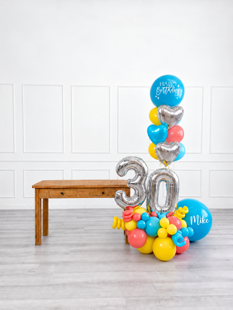 Ana Karina Balloons summer pop personalized balloon bouquet with foil hearts, additional product image