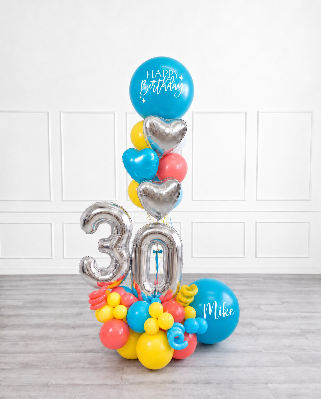 Ana Karina Balloons summer pop personalized balloon bouquet with foil hearts