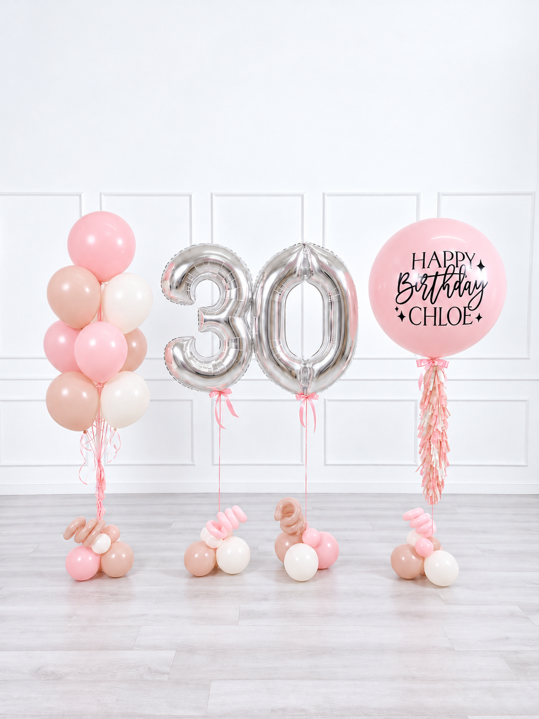 Ana Karina Balloons sweet pink personalized birthday balloon set deluxe