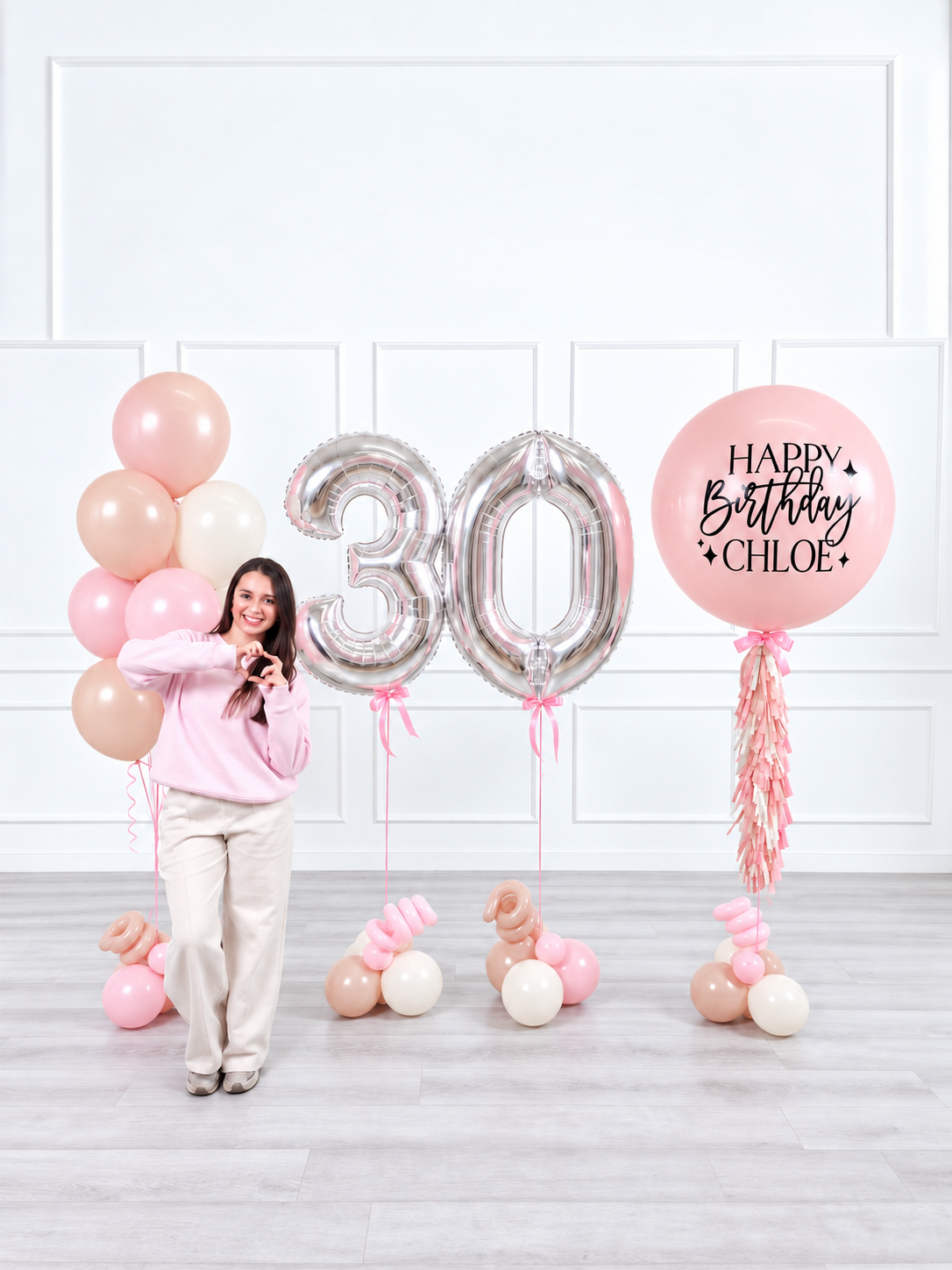 Ana Karina Balloons sweet pink personalized birthday balloon set deluxe, additional product image
