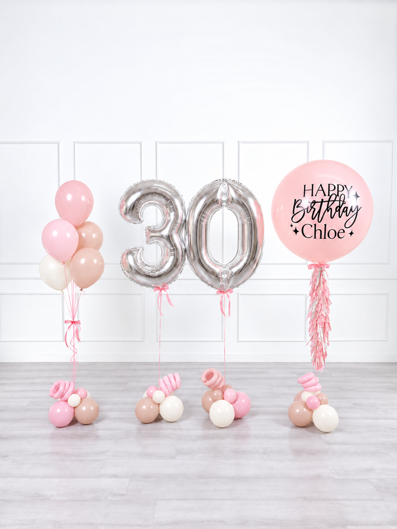 Ana Karina Balloons sweet pink personalized birthday balloon set classic
