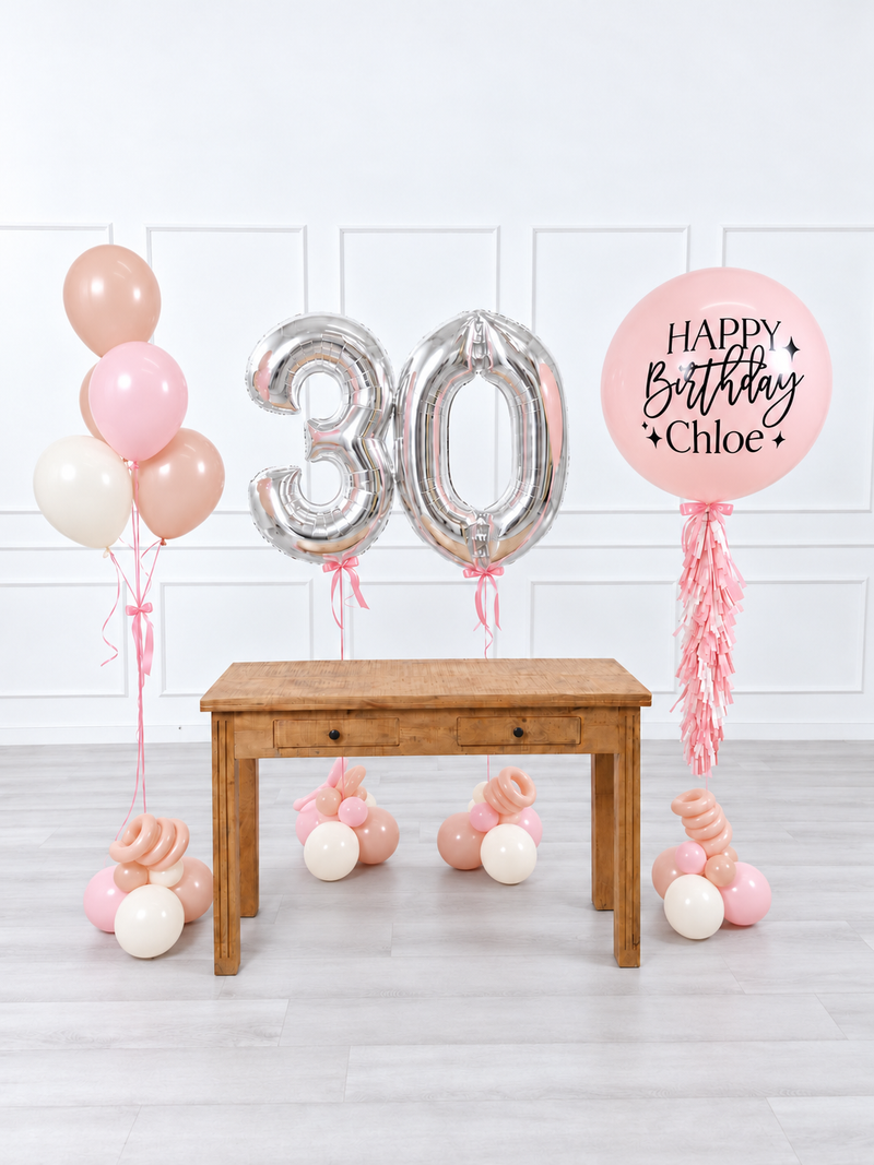 Ana Karina Balloons sweet pink personalized birthday balloon set classic, additional product image