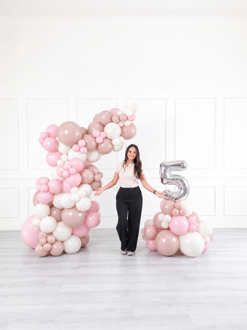 Ana Karina Balloons sweet pink freestanding balloon garland and number stack set, additional product image