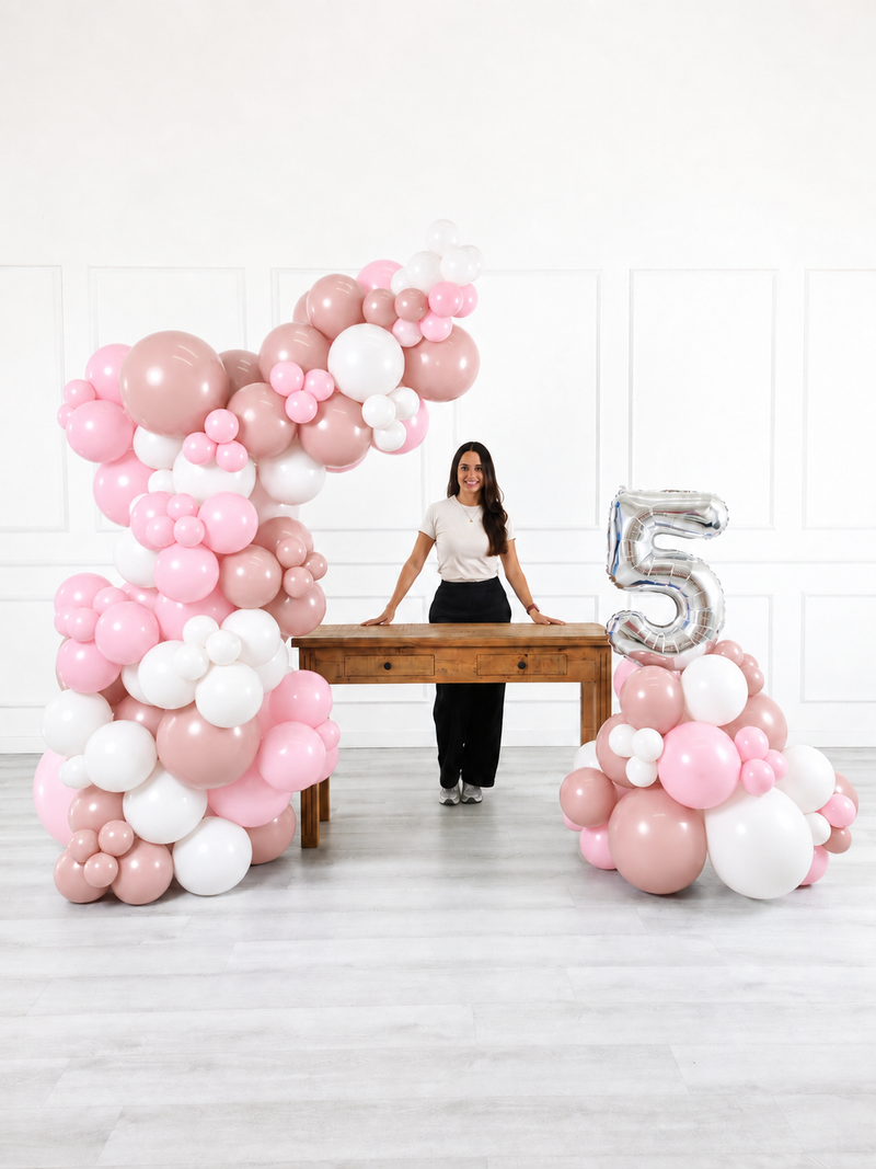 Ana Karina Balloons sweet pink freestanding balloon garland and number stack set, additional product image