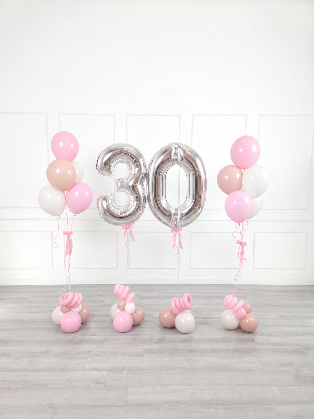 Ana Karina Balloons sweet pink milestone number and balloon bunches set
