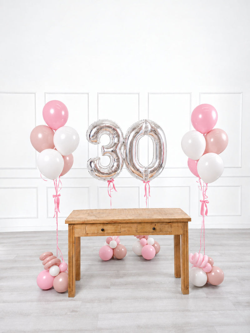 Ana Karina Balloons sweet pink milestone number and balloon bunches set, additional product image