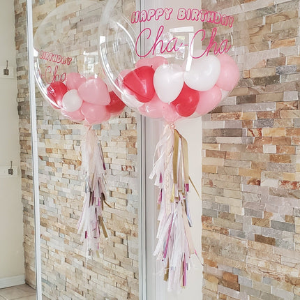 Personalized Clear Bubble Balloon (Jumbo) - Reds and Pinks