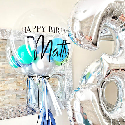 Personalized Clear Bubble Balloon - Blue Fun