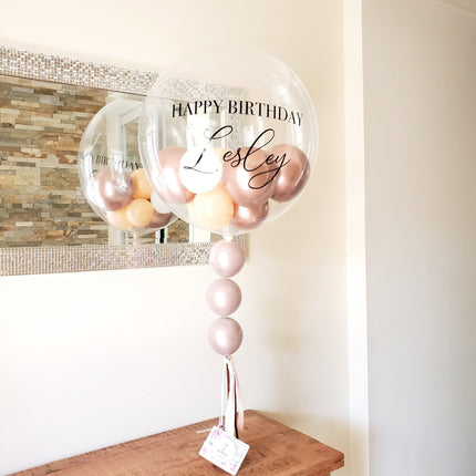 Personalized Clear Bubble Balloon - Rose Gold