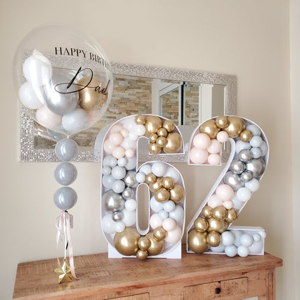 Personalized Clear Bubble Balloon - Silver and Gold