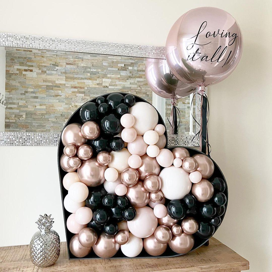 Midnight Luxe - Personalized Heart Balloon Mosaic with Orbz