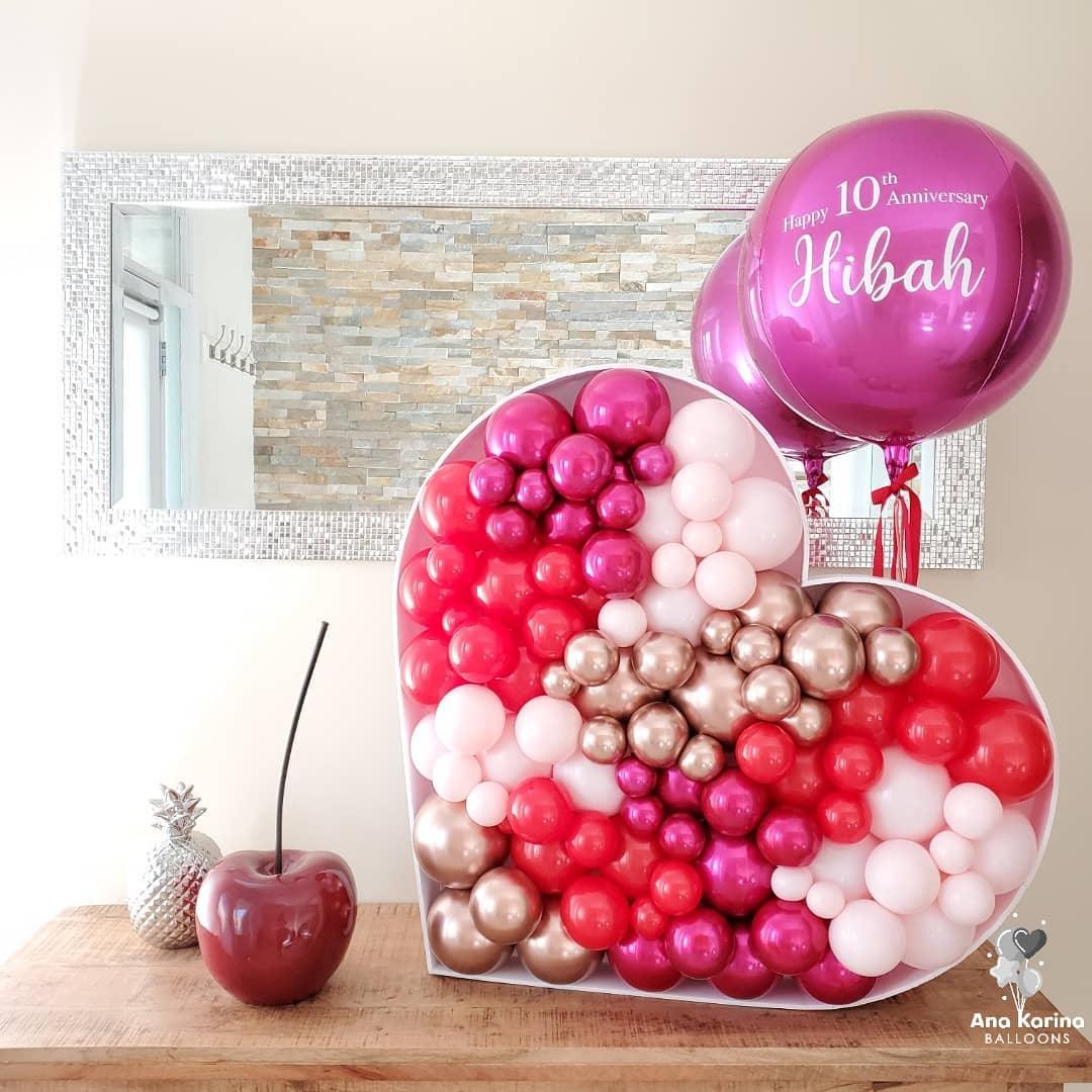 Pink is Hot - Heart Balloon Mosaic + Personalized Orbz